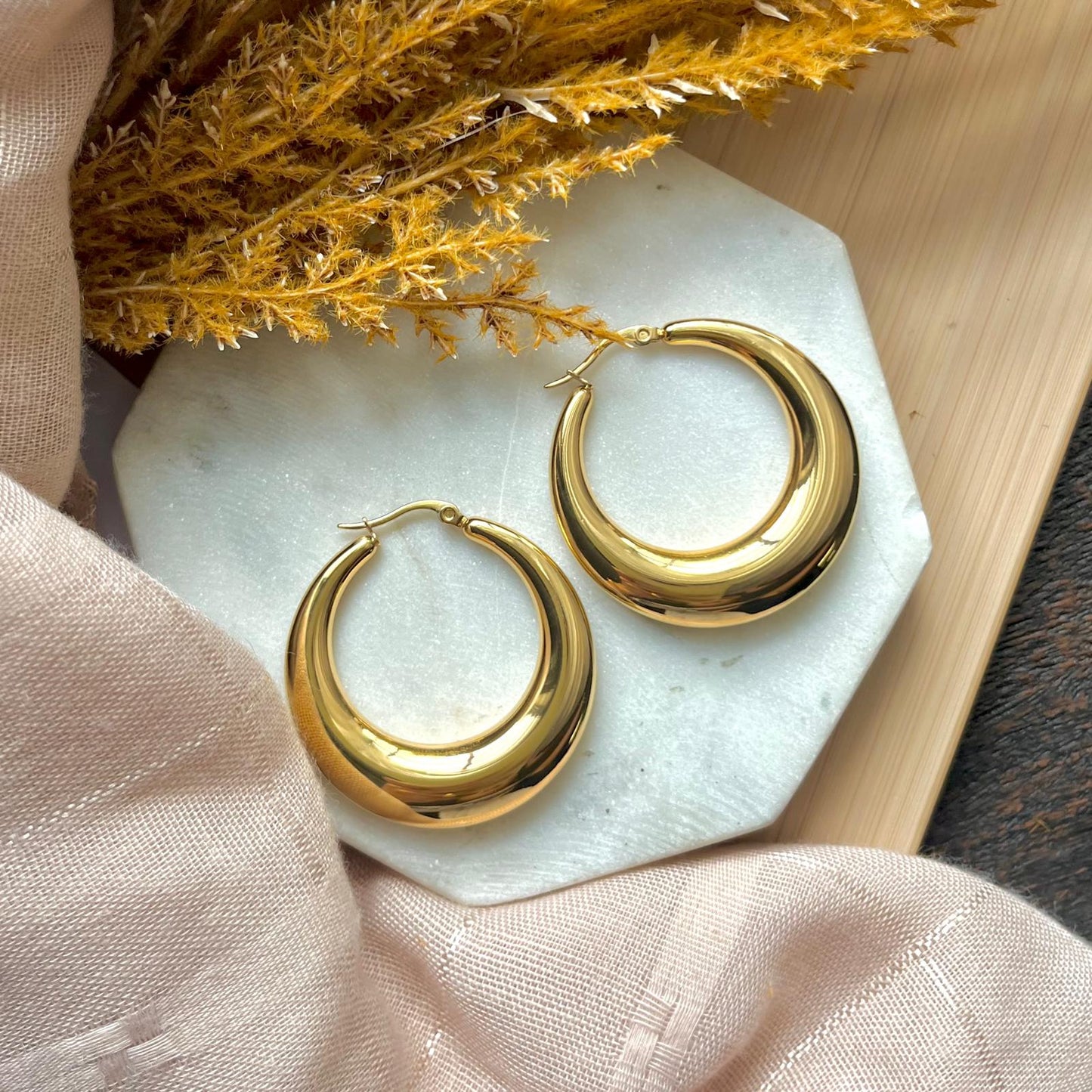 Domed Silver Hoops