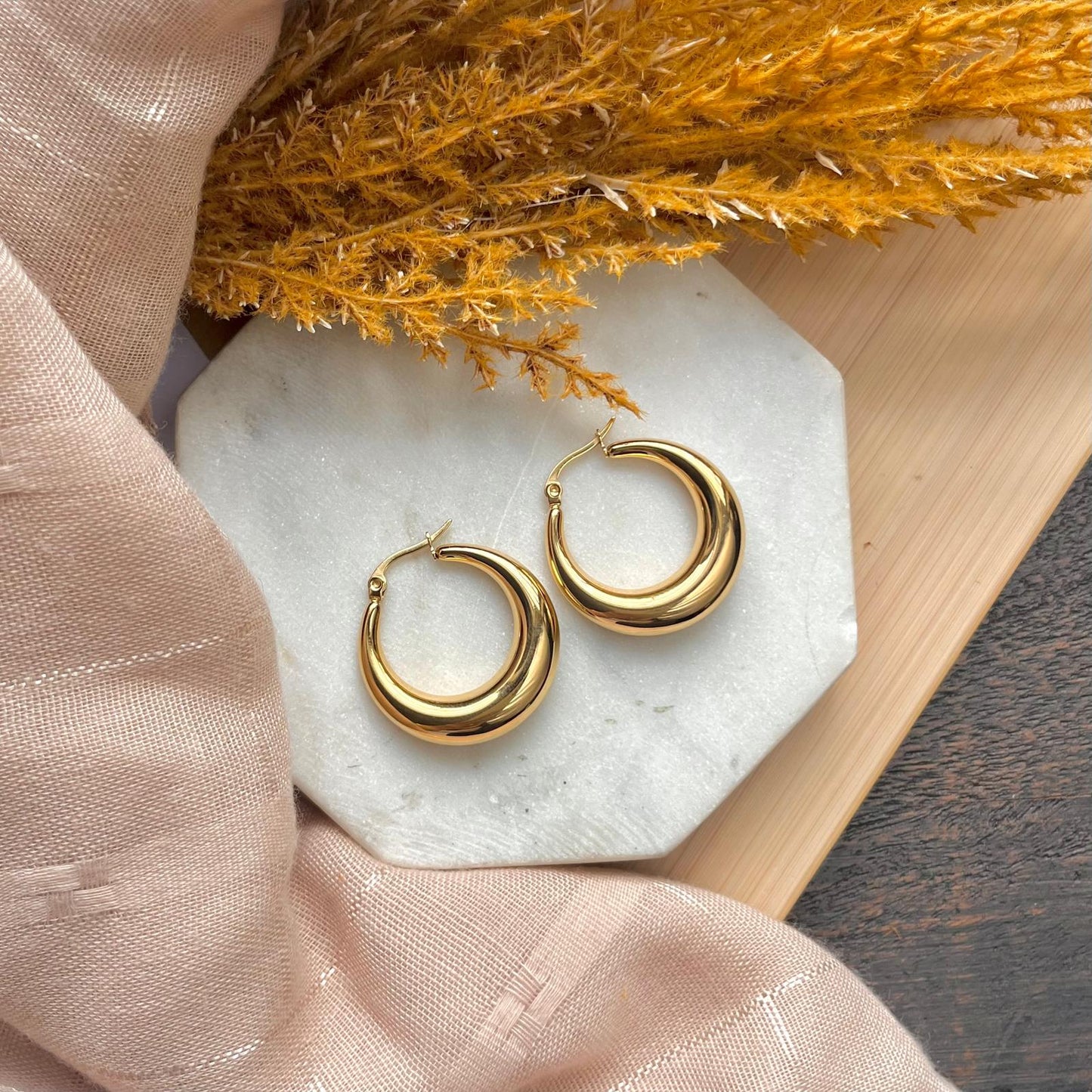 Domed Silver Hoops