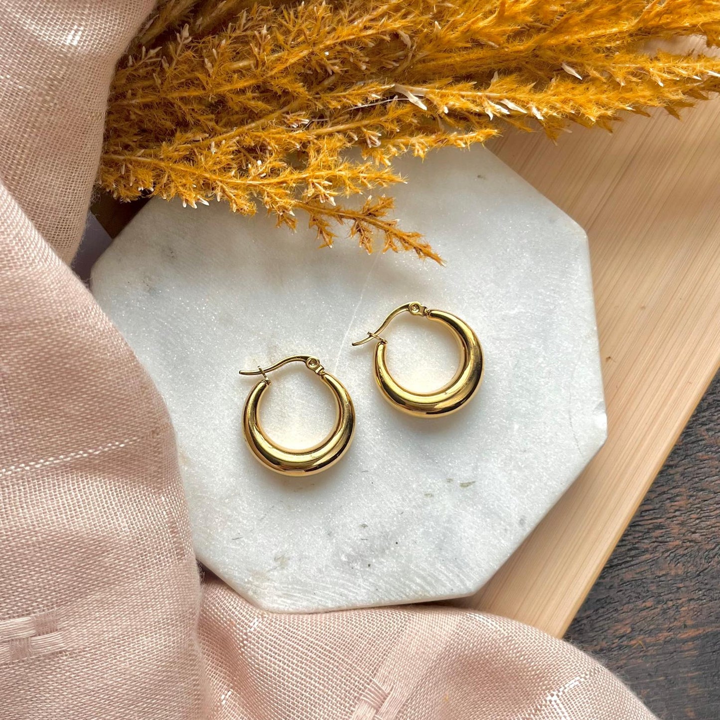 Domed Silver Hoops