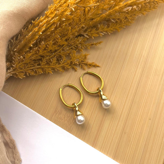 Pearl Drop Hoops