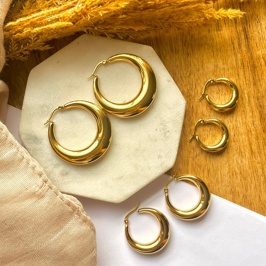 Domed Silver Hoops